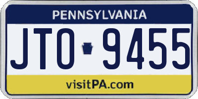 PA license plate JTO9455