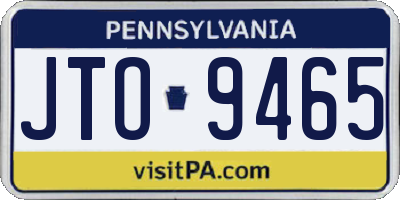 PA license plate JTO9465