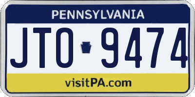 PA license plate JTO9474