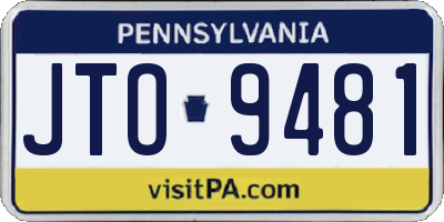 PA license plate JTO9481