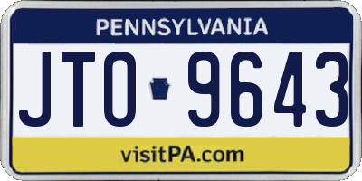 PA license plate JTO9643