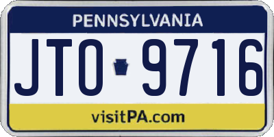 PA license plate JTO9716