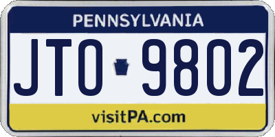 PA license plate JTO9802