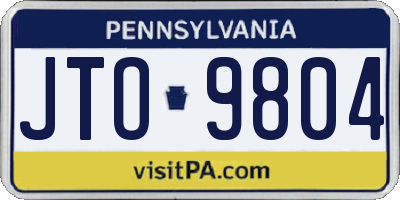 PA license plate JTO9804