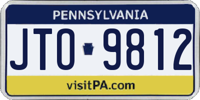 PA license plate JTO9812