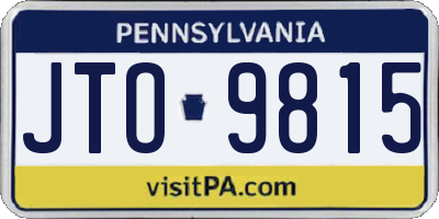 PA license plate JTO9815