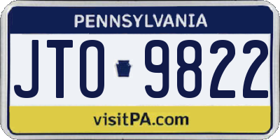 PA license plate JTO9822