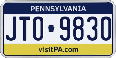 PA license plate JTO9830