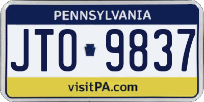 PA license plate JTO9837