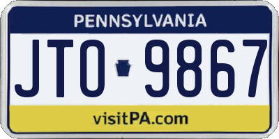 PA license plate JTO9867