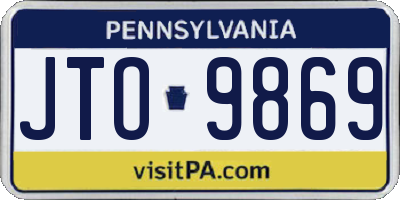 PA license plate JTO9869