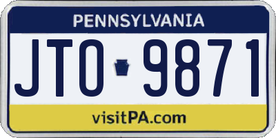 PA license plate JTO9871