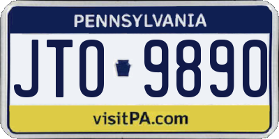 PA license plate JTO9890