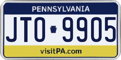 PA license plate JTO9905