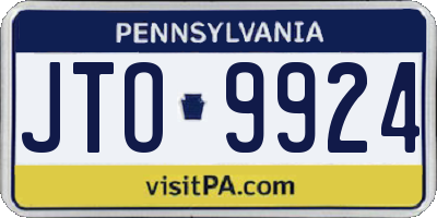 PA license plate JTO9924