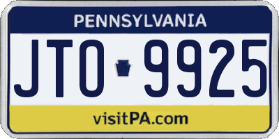 PA license plate JTO9925