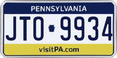 PA license plate JTO9934