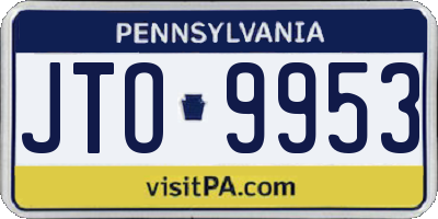 PA license plate JTO9953
