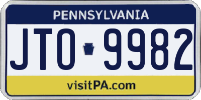 PA license plate JTO9982