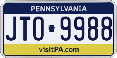 PA license plate JTO9988
