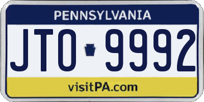 PA license plate JTO9992