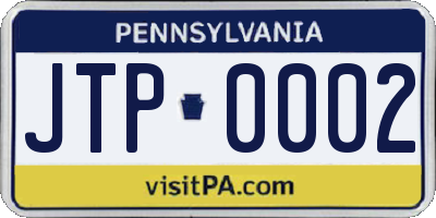 PA license plate JTP0002