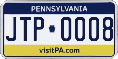 PA license plate JTP0008