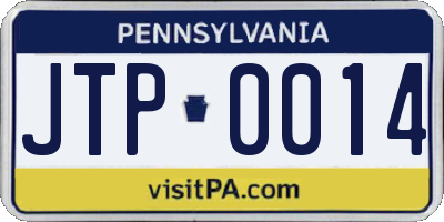 PA license plate JTP0014
