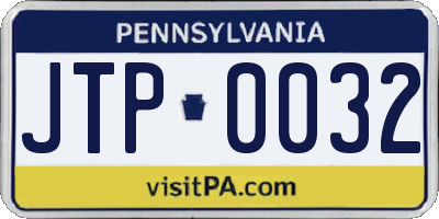 PA license plate JTP0032