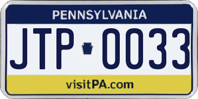PA license plate JTP0033