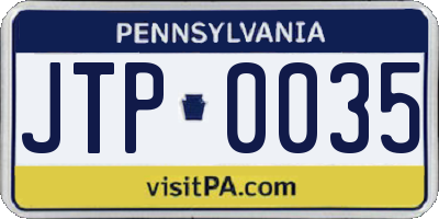 PA license plate JTP0035