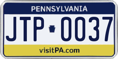 PA license plate JTP0037