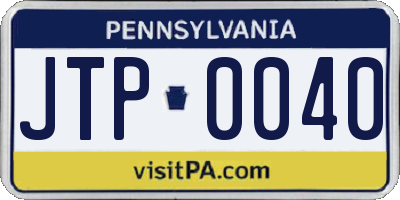 PA license plate JTP0040