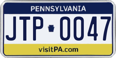 PA license plate JTP0047
