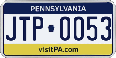 PA license plate JTP0053