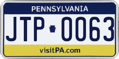 PA license plate JTP0063