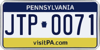 PA license plate JTP0071