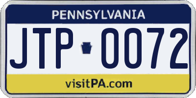 PA license plate JTP0072