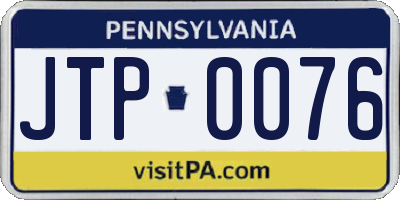PA license plate JTP0076