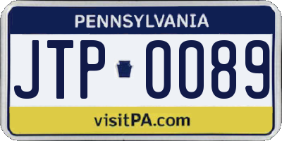 PA license plate JTP0089