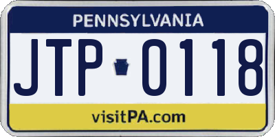 PA license plate JTP0118