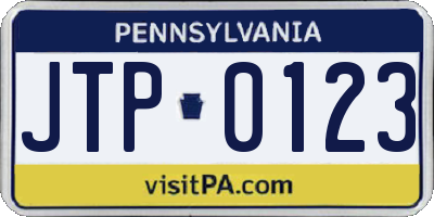 PA license plate JTP0123