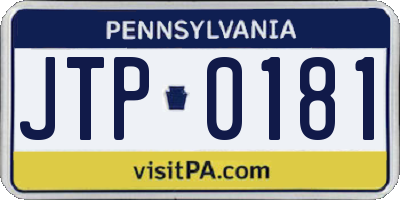 PA license plate JTP0181