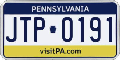 PA license plate JTP0191