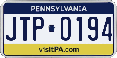PA license plate JTP0194