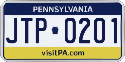 PA license plate JTP0201