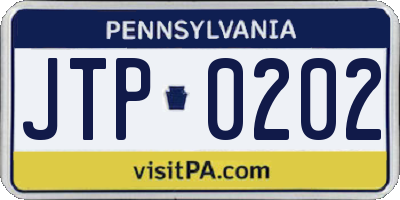 PA license plate JTP0202