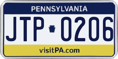PA license plate JTP0206