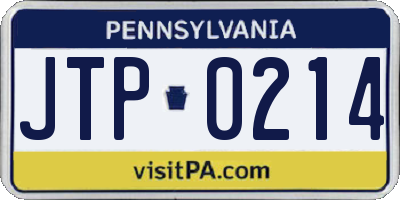 PA license plate JTP0214