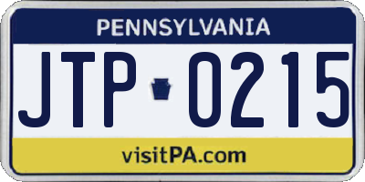 PA license plate JTP0215